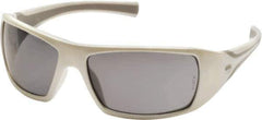 PYRAMEX - Gray Lenses, Framed Safety Glasses - Scratch Resistant, White Polycarbonate/Thermoplastic Rubber Frame, Size Universal, Wrap Around - Best Tool & Supply