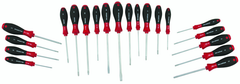 20 Piece - SoftFinish® Cushion Grip Screwdriver Set - #30299 - Includes: Slotted 3.0 - 8.0mm Phillips #0 - 2 Square # 1 - 3 PoziDriv #1 - 2 Torx® T6 - T30 - Best Tool & Supply