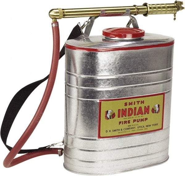 Smith Indian - 5 Gal Chemical Safe Garden Fire Pump - Steel Tank, Wide Mouth, Reinforced Hose - Best Tool & Supply