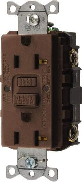 Hubbell Wiring Device-Kellems - 1 Phase, 5-20R NEMA, 125 VAC, 20 Amp, GFCI Receptacle - 2 Pole, Back and Side Wiring, Commercial Grade - Best Tool & Supply