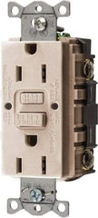 Hubbell Wiring Device-Kellems - 1 Phase, 5-15R NEMA, 125 VAC, 15 Amp, GFCI Receptacle - 2 Pole, Back and Side Wiring, Commercial Grade - Best Tool & Supply