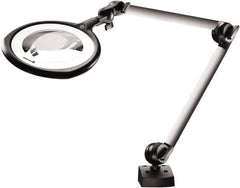 Waldmann Lighting - 39 Inch, Articulated, Clamp Mounted, LED, Silver, Magnifying Task Light - 14 Watt, 100 to 240 Volt, 1.75x Magnification, 160mm Wide - Best Tool & Supply