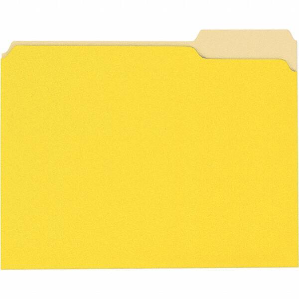 Universal One - 8-1/2 x 11", Letter Size, Yellow, File Folders with Top Tab - 11 Point Stock, 1/3 Tab Cut Location - Best Tool & Supply