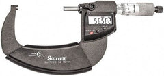 Starrett - Standard Throat IP67 Electronic Outside Micrometer - Ratchet Stop Thimble, Carbide Face, CR2032 Battery - Best Tool & Supply