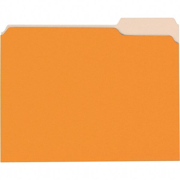 Universal One - 8-1/2 x 11", Letter Size, Orange/Light Orange, File Folders with Top Tab - 11 Point Stock, 1/3 Tab Cut Location - Best Tool & Supply