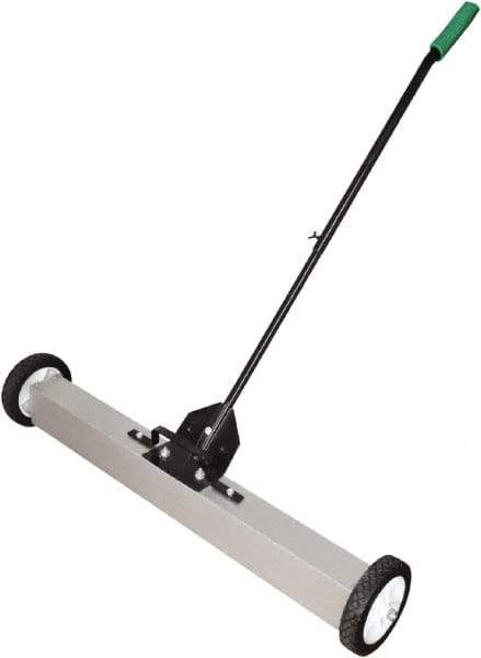 Shields Magnetics - 36" Long Push Magnetic Sweeper with Wheels - 4" Wide x 3" High x 36" Long, 7" Wheel Diam, 1 to 2" Clearance - Best Tool & Supply