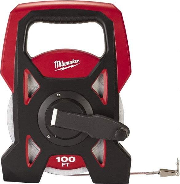 Milwaukee Tool - 100' x 3/8" Tape Measure - 1/16" Graduation - Best Tool & Supply