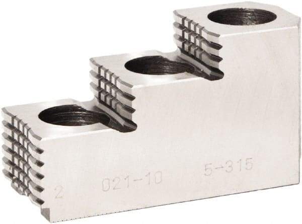 Bison - 10" Max Chuck Diam Compatibility, Steel 1.5mm x 60° Serrated Hard Lathe Top Jaws - 3 Steps - Best Tool & Supply