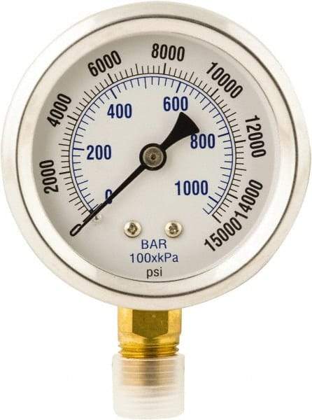 Value Collection - Hydraulic Pressure Gages & Adapters Type: Dry Gauge Pressure Rating: 0 - 15000 - Best Tool & Supply