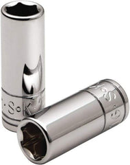 SK - 7/16", 1/4" Drive, Deep Hand Socket - 6 Points, Steel, Chrome Finish - Best Tool & Supply