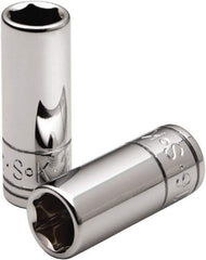 SK - 5/16", 1/4" Drive, Deep Hand Socket - 6 Points, Steel, Chrome Finish - Best Tool & Supply