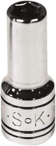 SK - 1/4" Drive, Deep Hand Socket - 6 Points, Steel, Chrome Finish - Best Tool & Supply