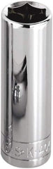 SK - 1-7/16", 1/2" Drive, Deep Hand Socket - 6 Points, Steel, Chrome Finish - Best Tool & Supply