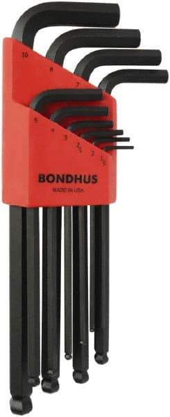 Bondhus - L-Wrench L-Wrench Hex Key Set - Hex Range 1.5 to 10mm, Protanium High Torque Steel - Best Tool & Supply