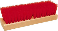 O-Cedar - 2" Bristle Length, Polypropylene Deck Scrub Brush - 10" Long x 3" Wide Head, 10" OAL, Red, Wood Block - Best Tool & Supply