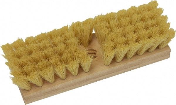 O-Cedar - 2" Bristle Length, Tampico Deck Scrub Brush - 10" Long x 3" Wide Head, 10" OAL, Beige, Wood Block - Best Tool & Supply