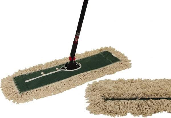 O-Cedar - 60" Long x 24" Wide Cotton & Metal Dust Mop Kit - White, Green & Black, Snap-On - Best Tool & Supply