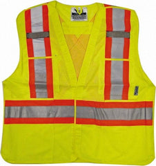 Viking - Size S/M High Visibility Lime Mesh Breakaway Vest - 37 to 40" Chest, ANSI 107-2010 Class 2, Level 2, Hook & Loop Closure, 4 Pockets, Polyester - Best Tool & Supply