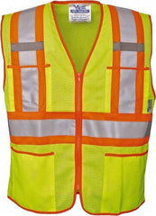 Viking - Size 5XL High Visibility Lime Mesh Public Safety Vest - 60" Chest, ANSI 107-2010 Class 2, Level 2, Zipper Closure, 4 Pockets, Polyester - Best Tool & Supply