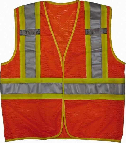 Viking - Size 4X/5XL High Visibility Orange Mesh Public Safety Vest - 58 to 60" Chest, ANSI 107-2010 Class 2, Level 2, Hook & Loop Closure, Polyester - Best Tool & Supply