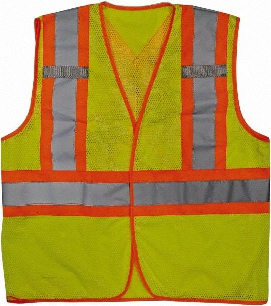 Viking - Size L/XL High Visibility Lime Mesh Public Safety Vest - 43 to 47" Chest, ANSI 107-2010 Class 2, Level 2, Hook & Loop Closure, Polyester - Best Tool & Supply