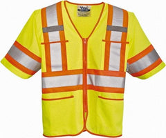 Viking - Size 4XL High Visibility Lime Mesh Public Safety Vest - 58" Chest, Zipper Closure, 4 Pockets, Polyester - Best Tool & Supply