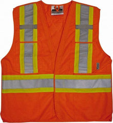 Viking - Size L/XL High Visibility Orange Solid Breakaway Vest - 43 to 47" Chest, Hook & Loop Closure, 4 Pockets, Polyester - Best Tool & Supply