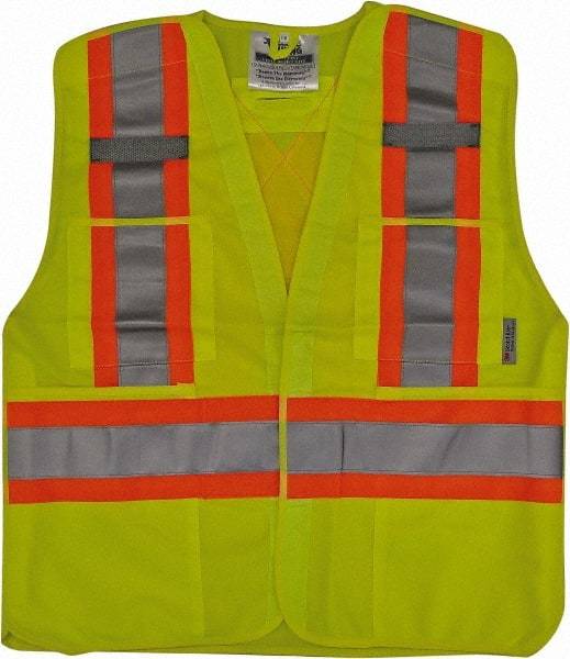 Viking - Size 2X/3XL High Visibility Lime Solid Breakaway Vest - 51 to 55" Chest, Hook & Loop Closure, 4 Pockets, Polyester - Best Tool & Supply