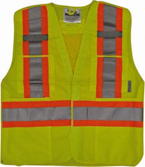 Viking - Size L/XL High Visibility Lime Solid Breakaway Vest - 43 to 47" Chest, Hook & Loop Closure, 4 Pockets, Polyester - Best Tool & Supply