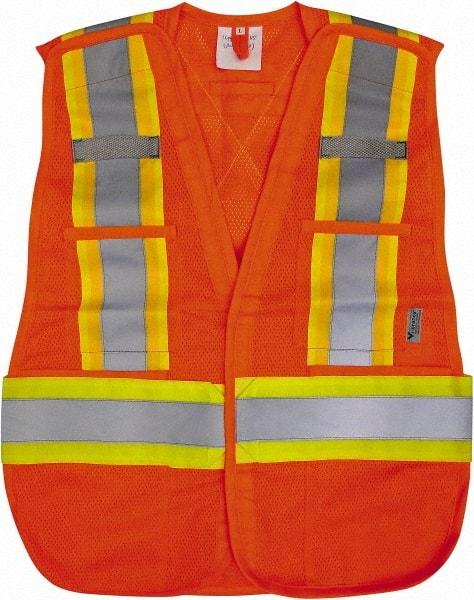 Viking - Size M High Visibility Orange Mesh Public Safety Vest - 40" Chest, Zipper Closure, 4 Pockets, Polyester - Best Tool & Supply