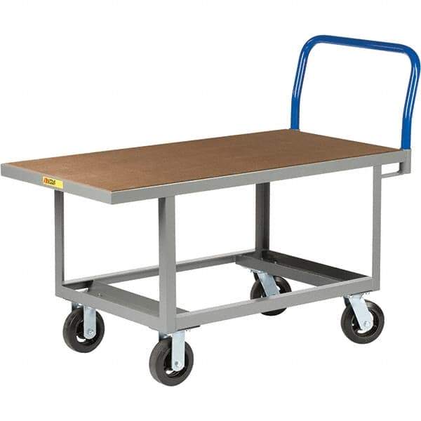 Little Giant - 2,000 Lb Capacity Steel Platform Truck - Steel Deck, 30" OAW, 60" Platform Length, Mold On Rubber Casters - Best Tool & Supply