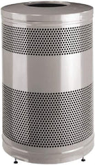 Rubbermaid - 51 Gal Silver Round Decorative Waste Receptacle With Top - Steel, 902mm High - Best Tool & Supply