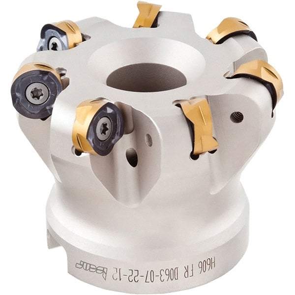 Iscar - 2" Cut Diam, 0.236" Max Depth, 3/4" Arbor Hole, 6 Inserts, H606 RXCU 1206-AX.. Insert Style, Indexable Copy Face Mill - H606 FR-12 Cutter Style, 2" High, Through Coolant, Series Helido - Best Tool & Supply