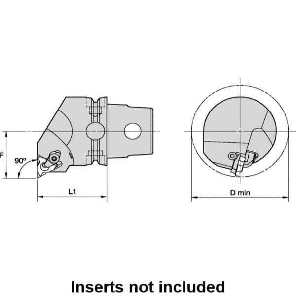 Kennametal - Insert Style LT 22NR, 50mm Head Length, Right Hand Cut, Internal Modular Threading Cutting Unit Head - System Size KM50TS, 35mm Center to Cutting Edge, Series LT Threading - Best Tool & Supply