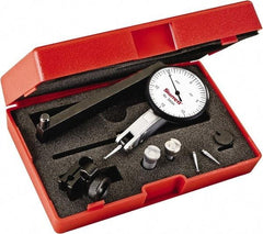 Starrett - 0.03 Inch Range, 0.0005 Inch Dial Graduation, Horizontal Dial Test Indicator - 1-9/16 Inch White Dial, 0-15-0 Dial Reading - Best Tool & Supply