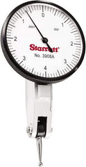 Starrett - 0.008 Inch Range, 0.0001 Inch Dial Graduation, Horizontal Dial Test Indicator - 1-9/16 Inch White Dial, 0-4-0 Dial Reading - Best Tool & Supply