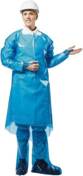 PolyConversions - 4 mil Thick Chemical Resistant Coat Apron - Polyolefin, Blue - Best Tool & Supply