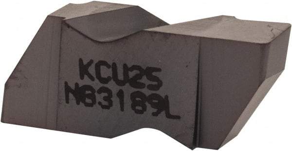 Kennametal - 3189NG Grade KCU25, 4.8mm Cutting Width Carbide Grooving Insert - 3.81mm Max Depth of Cut, Left Hand, 0.57mm Corner Radius, AlTiN Finish - Best Tool & Supply