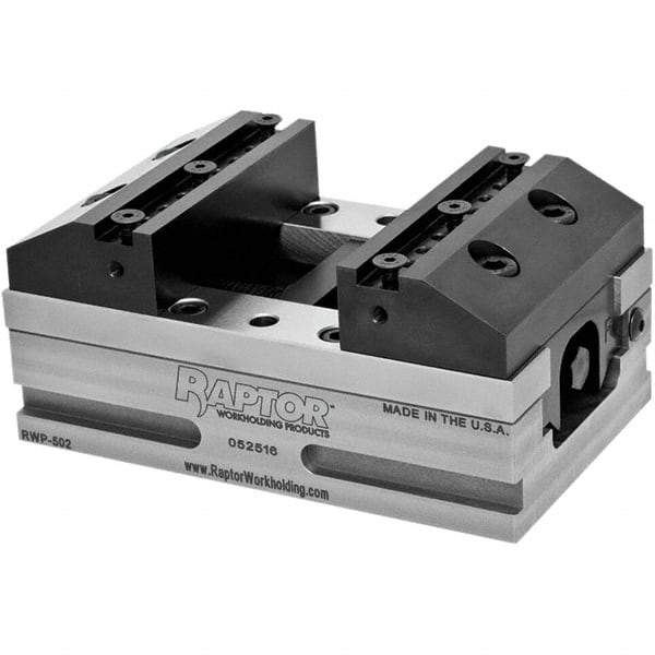 Raptor Workholding - 4" Jaw Width, 2" Throat Depth, Manual Precision Self Centering Vise - 3.937" OAW x 6.94" OAL x 2.971" OAH - Best Tool & Supply