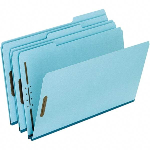 Pendaflex - 8-1/2 x 14", Legal, Blue, Classification Folders with Top Tab Fastener - 25 Point Stock, Assorted Tab Cut Location - Best Tool & Supply