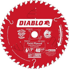 Freud - 6-1/2" Diam, 5/8" Arbor Hole Diam, 40 Tooth Wet & Dry Cut Saw Blade - Carbide-Tipped, Finishing Action, Standard Round Arbor - Best Tool & Supply