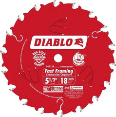 Freud - 5-1/2" Diam, 10mm Arbor Hole Diam, 18 Tooth Wet & Dry Cut Saw Blade - Carbide-Tipped, Framing Action, Standard Round Arbor - Best Tool & Supply