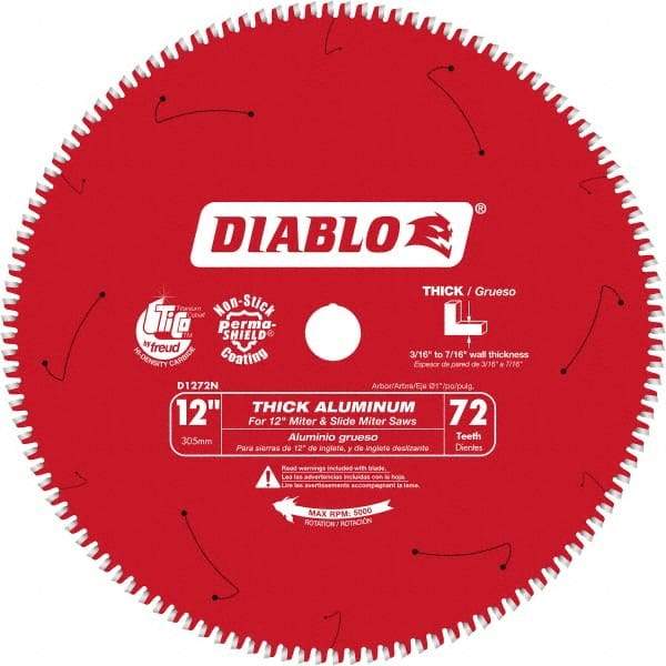 Freud - 12" Blade Diam, 72 Teeth, Carbide-Tipped Cold Saw Blade - 1" Arbor Hole Diam, 0.071" Blade Thickness - Best Tool & Supply