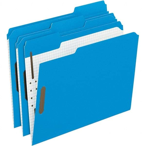 Pendaflex - 11-5/8 x 9-1/2", Letter Size, Blue, File Folders with Top Tab - 11 Point Stock, Assorted Tab Cut Location - Best Tool & Supply