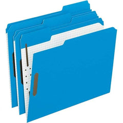 Pendaflex - 11-5/8 x 9-1/2", Letter Size, Blue, File Folders with Top Tab - 11 Point Stock, Assorted Tab Cut Location - Best Tool & Supply