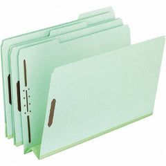 Pendaflex - 8-1/2 x 11", Letter Size, Green, Classification Folders with Top Tab Fastener - 25 Point Stock, Assorted Tab Cut Location - Best Tool & Supply