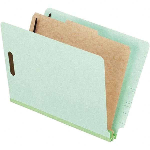 Pendaflex - 8-1/2 x 11", Letter Size, Pale Green, Classification Folders with Top Tab Fastener - 25 Point Stock, End Tab Cut Location - Best Tool & Supply