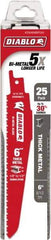 Freud - 6" Long x 1" Thick, Bi-Metal Reciprocating Saw Blade - Tapered Profile, 8 to 10 TPI, Toothed Edge, Tang Shank - Best Tool & Supply