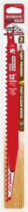 Freud - 12" Long x 1" Thick, Carbide Reciprocating Saw Blade - Tapered Profile, 3 TPI, Toothed Edge, Tang Shank - Best Tool & Supply