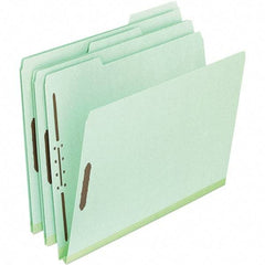 Pendaflex - 8-1/2 x 11", Letter Size, Green, Classification Folders with Top Tab Fastener - 25 Point Stock, Assorted Tab Cut Location - Best Tool & Supply